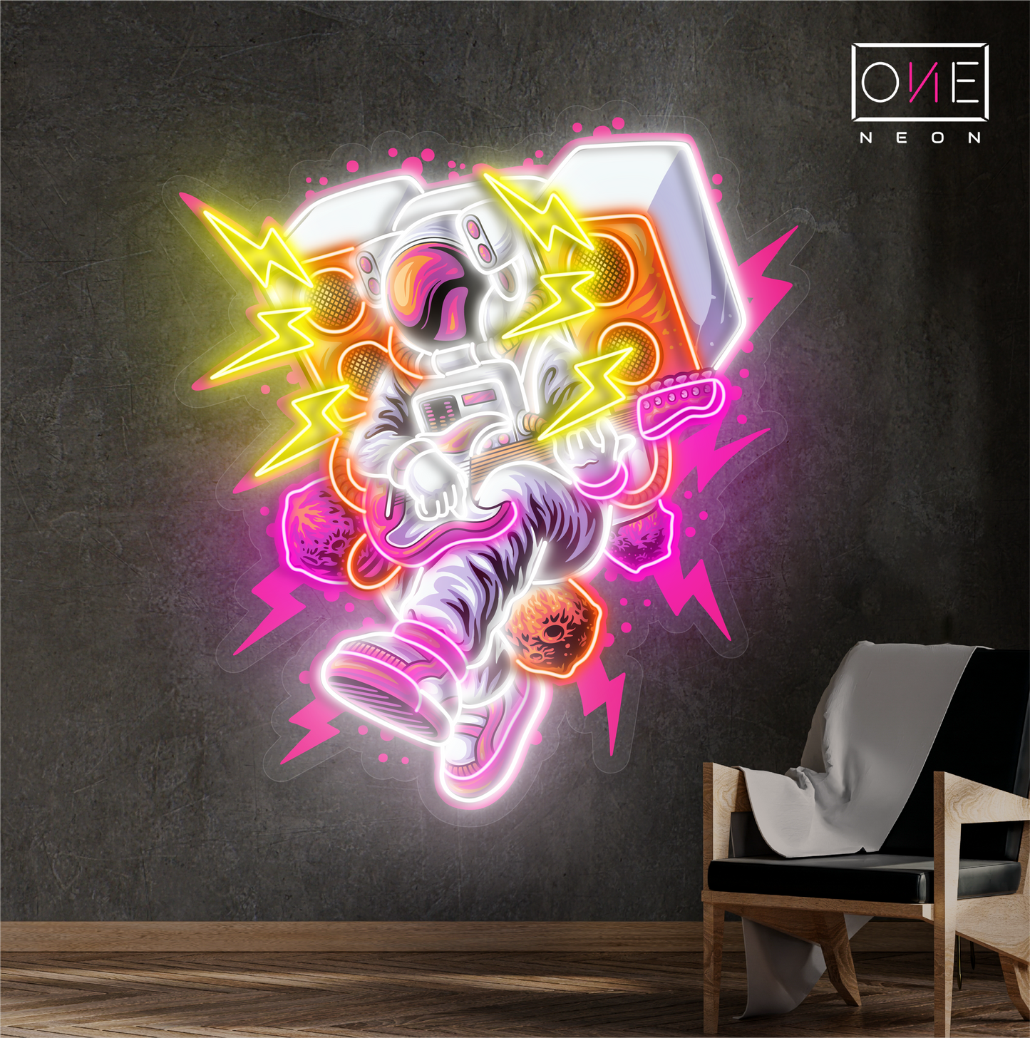 Enseigne néon LED murale - Musique Astronautique