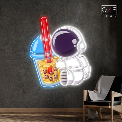Enseigne LED néon Boba Astronaut Artwork