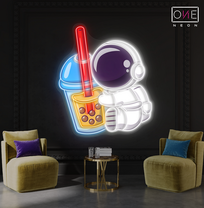 Enseigne LED néon Boba Astronaut Artwork