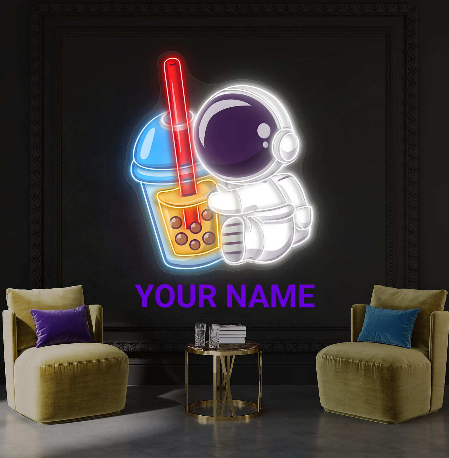 Enseigne LED néon Boba Astronaut Artwork
