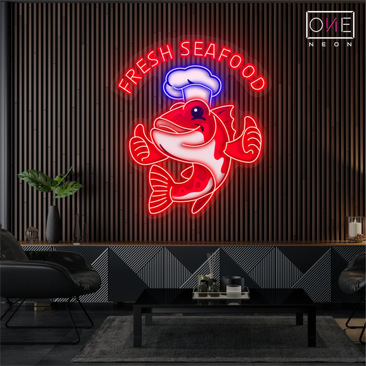Enseigne néon LED Fruits de Mer Frais