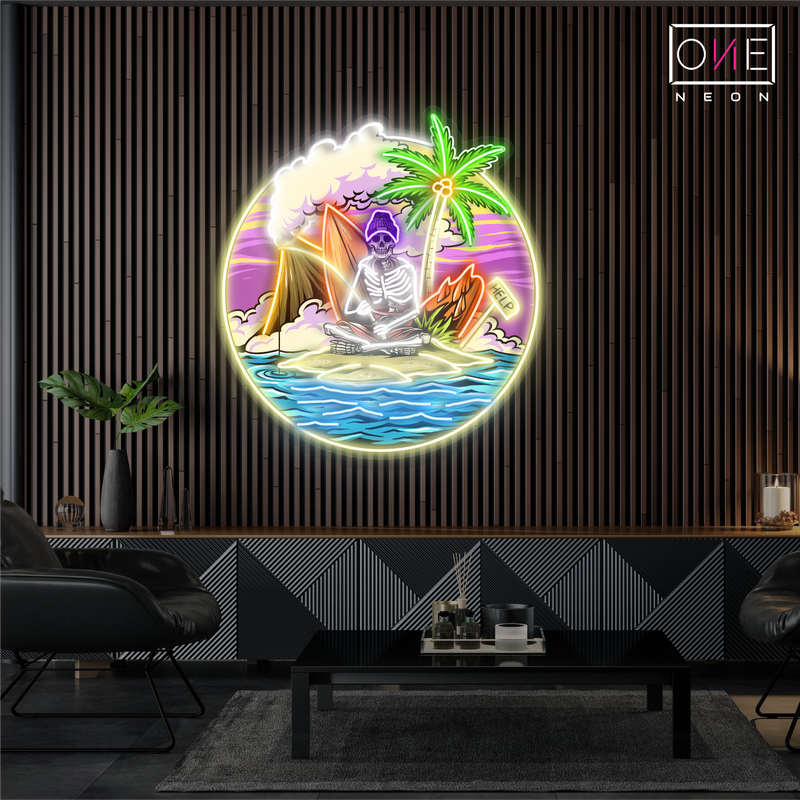 Enseigne LED néon Squelette Naufragé