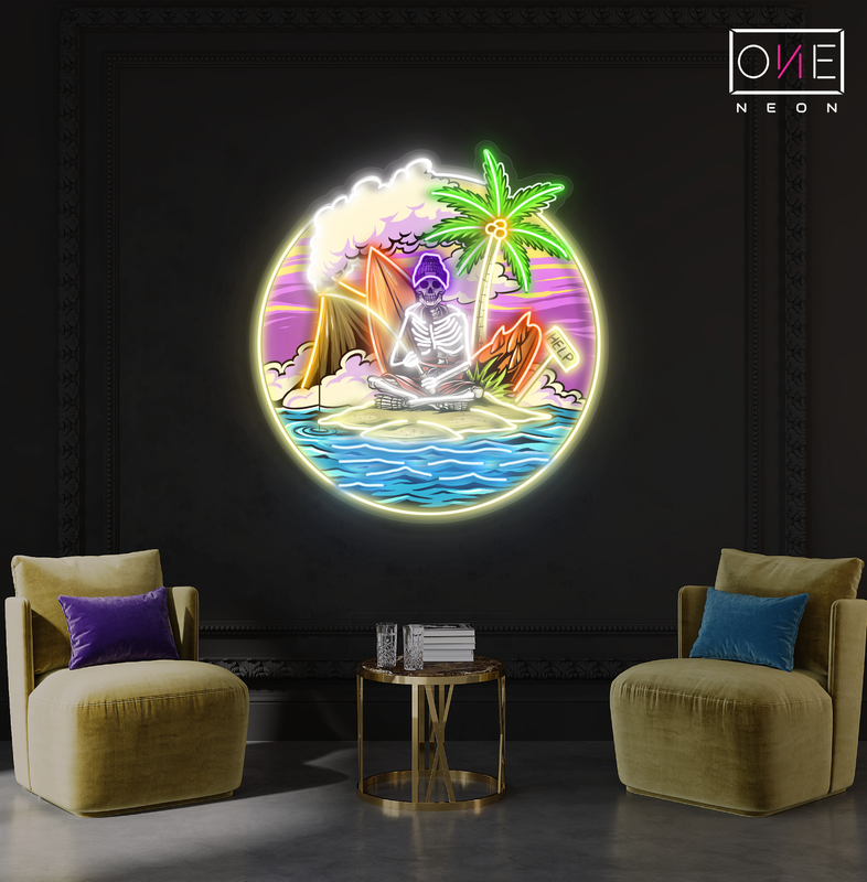 Enseigne LED néon Squelette Naufragé