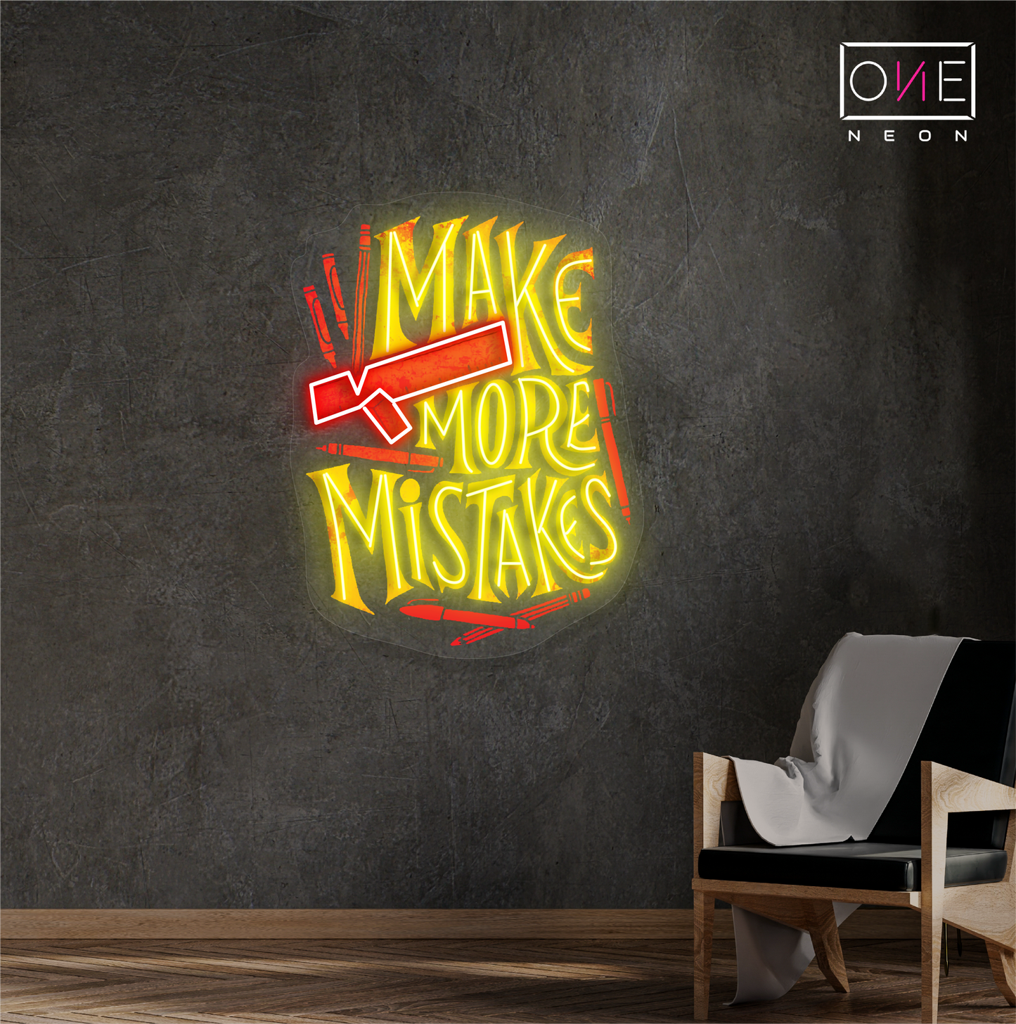 Enseigne néon LED "Make More Mistakes"