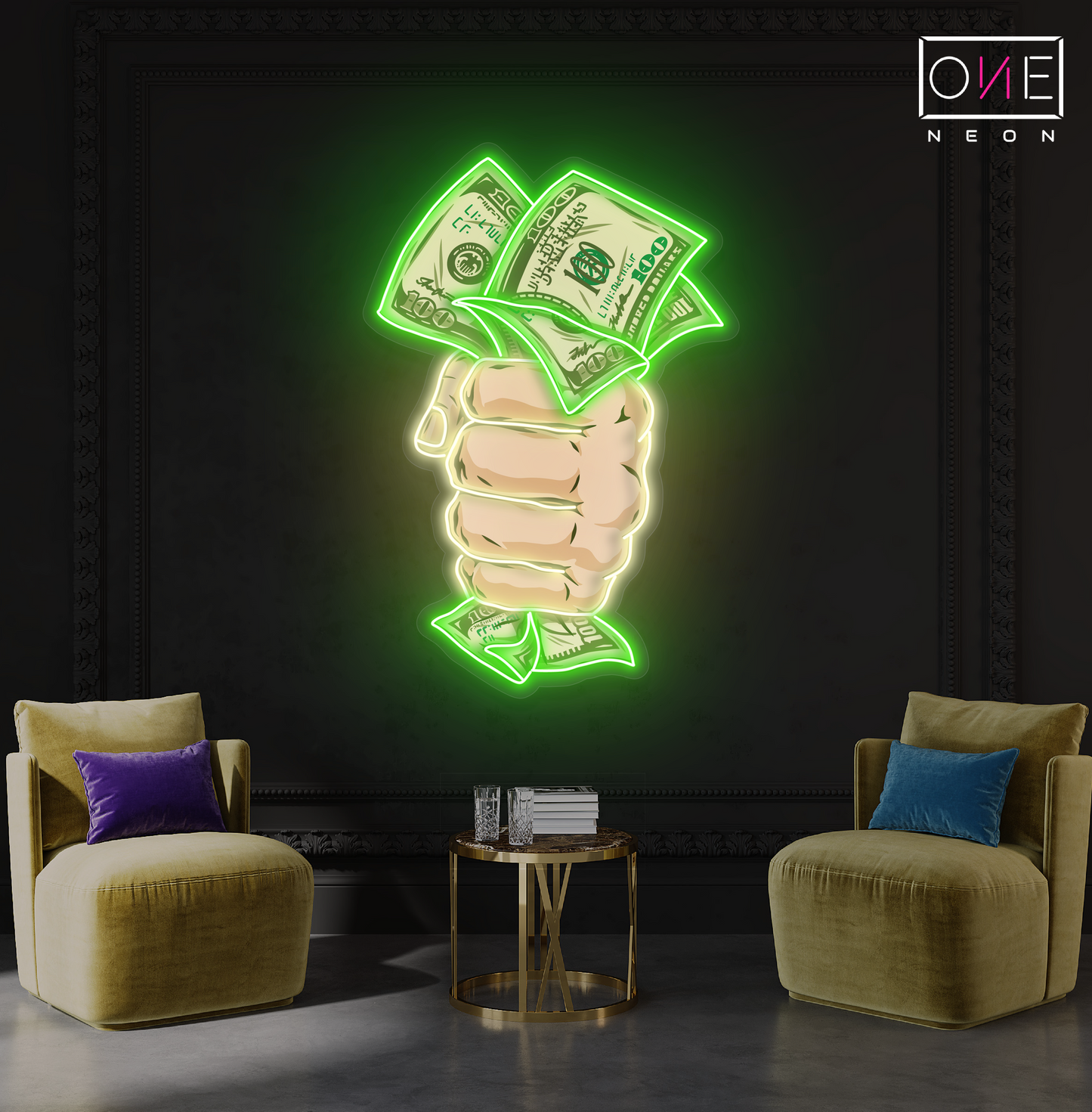 Enseigne lumineuse néon "Cash Grab Artwork"
