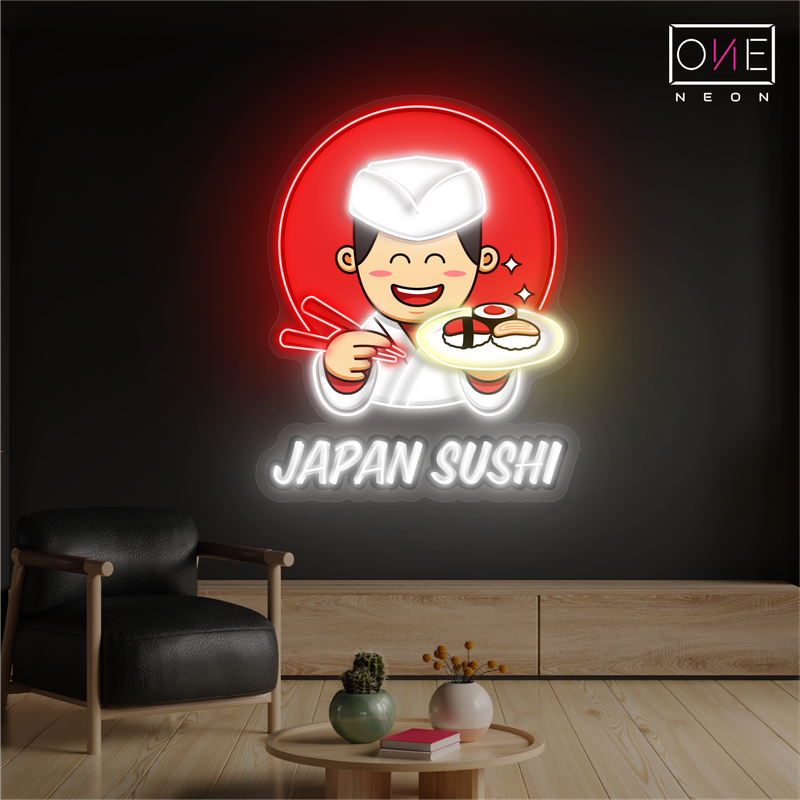 Japon Sushi Tableau Mural Enseigne Néon LED