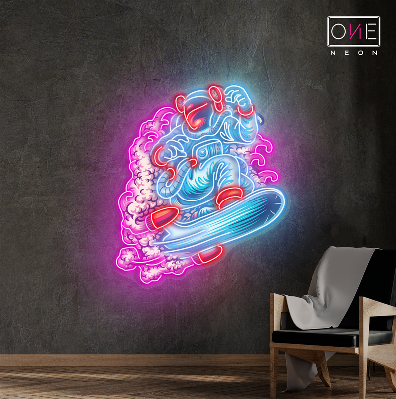 Enseigne néon LED "Surfeur galactique"