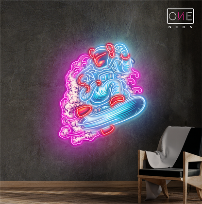 Enseigne néon LED "Surfeur galactique"