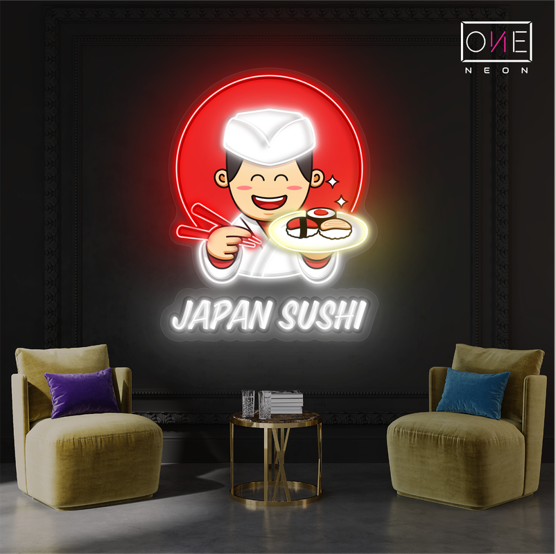 Japon Sushi Tableau Mural Enseigne Néon LED