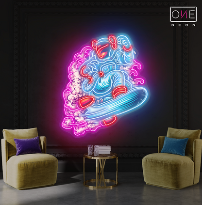 Enseigne néon LED "Surfeur galactique"