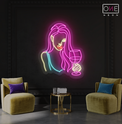 Enseigne néon LED "Wine & Glamour"