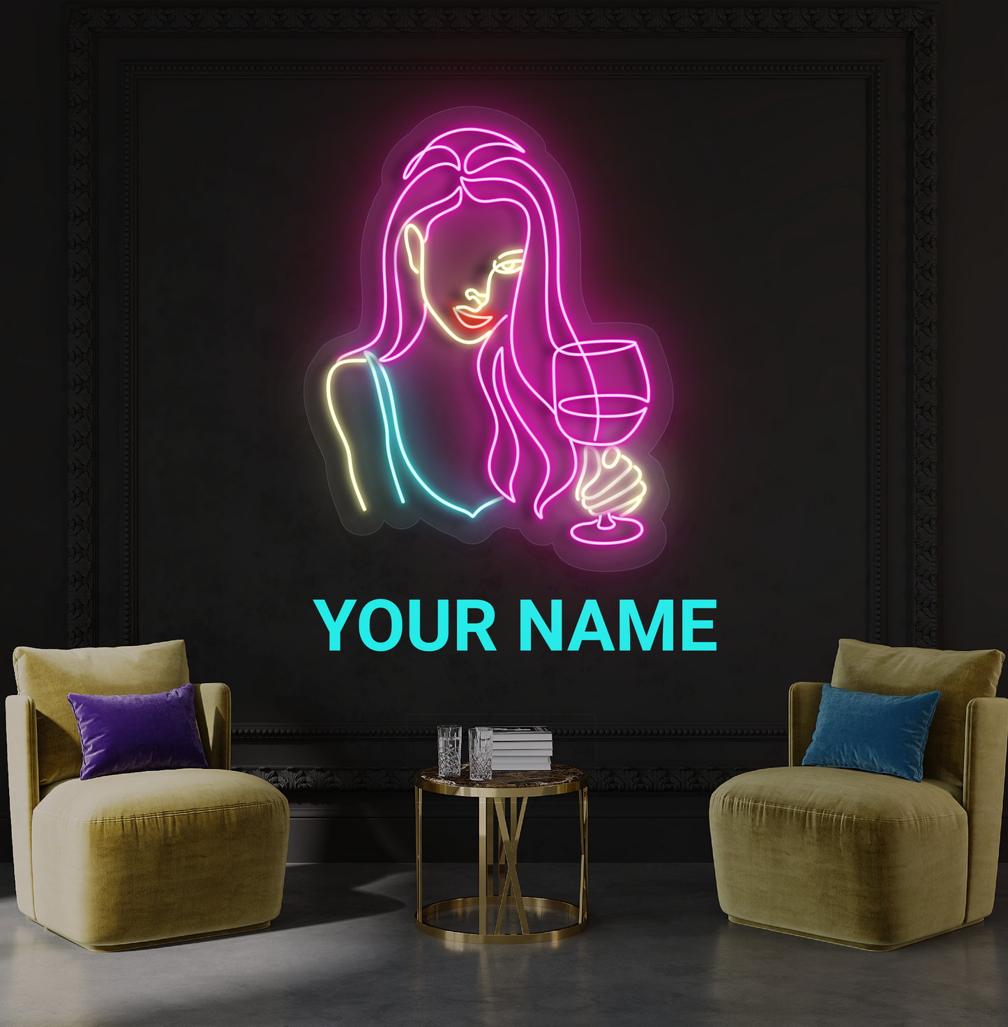 Enseigne néon LED "Wine & Glamour"