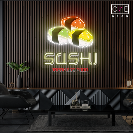 Enseigne néon LED œuvre d'art alimentaire japonaise Sushi
