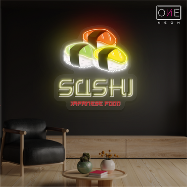 Enseigne néon LED œuvre d'art alimentaire japonaise Sushi