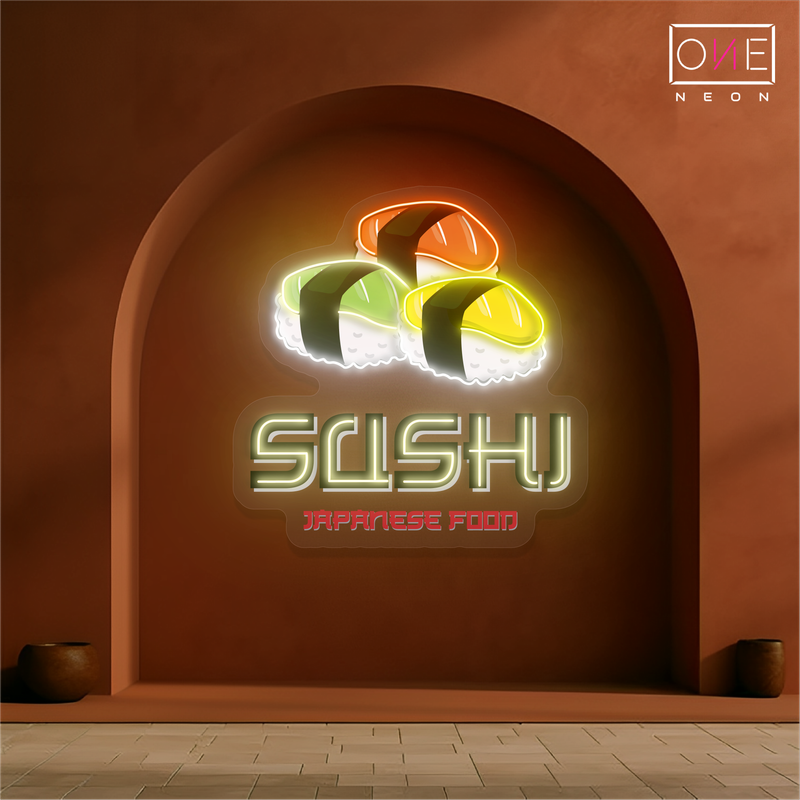 Enseigne néon LED œuvre d'art alimentaire japonaise Sushi