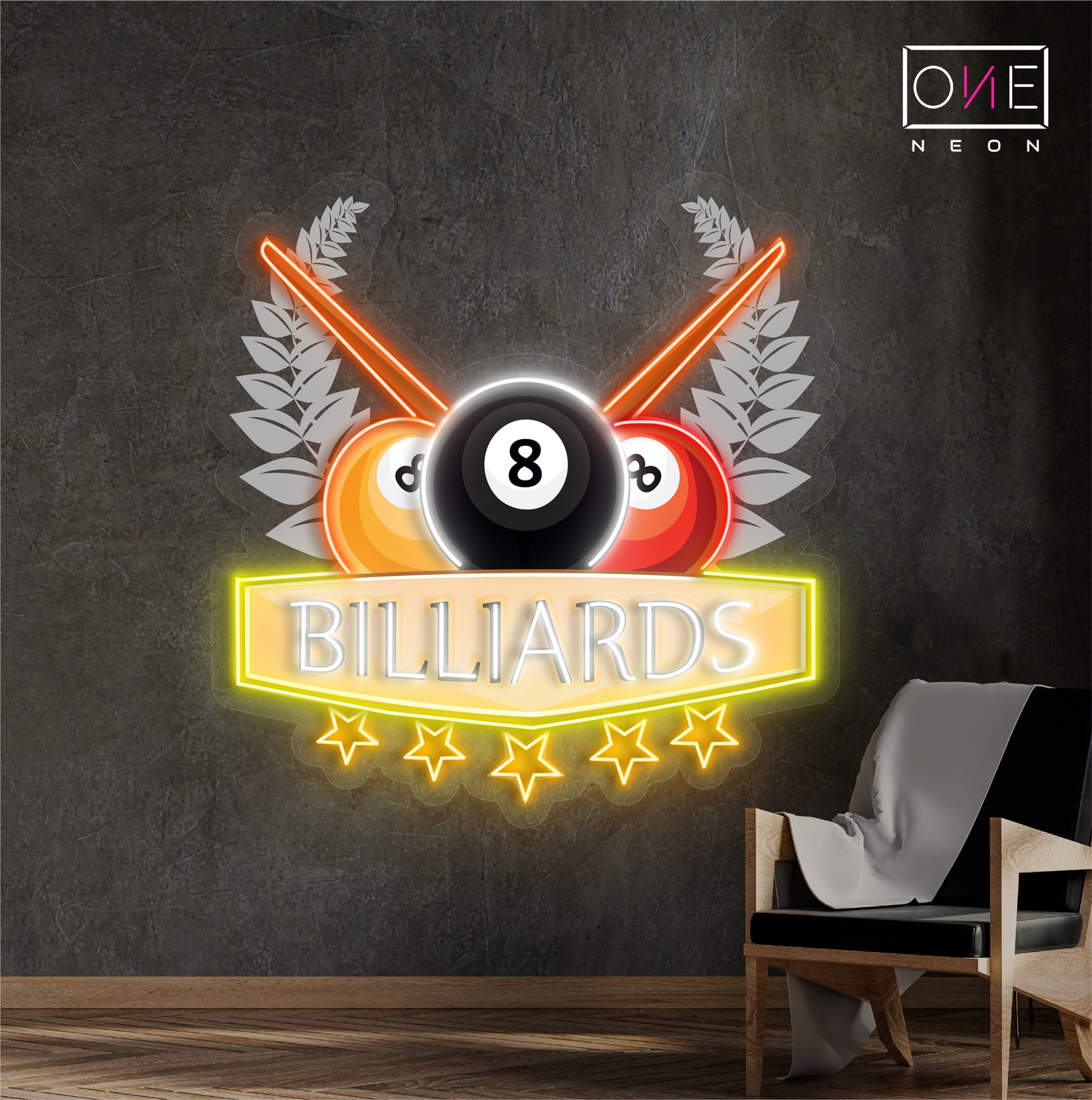 Enseigne LED néon décorative de billard Champion
