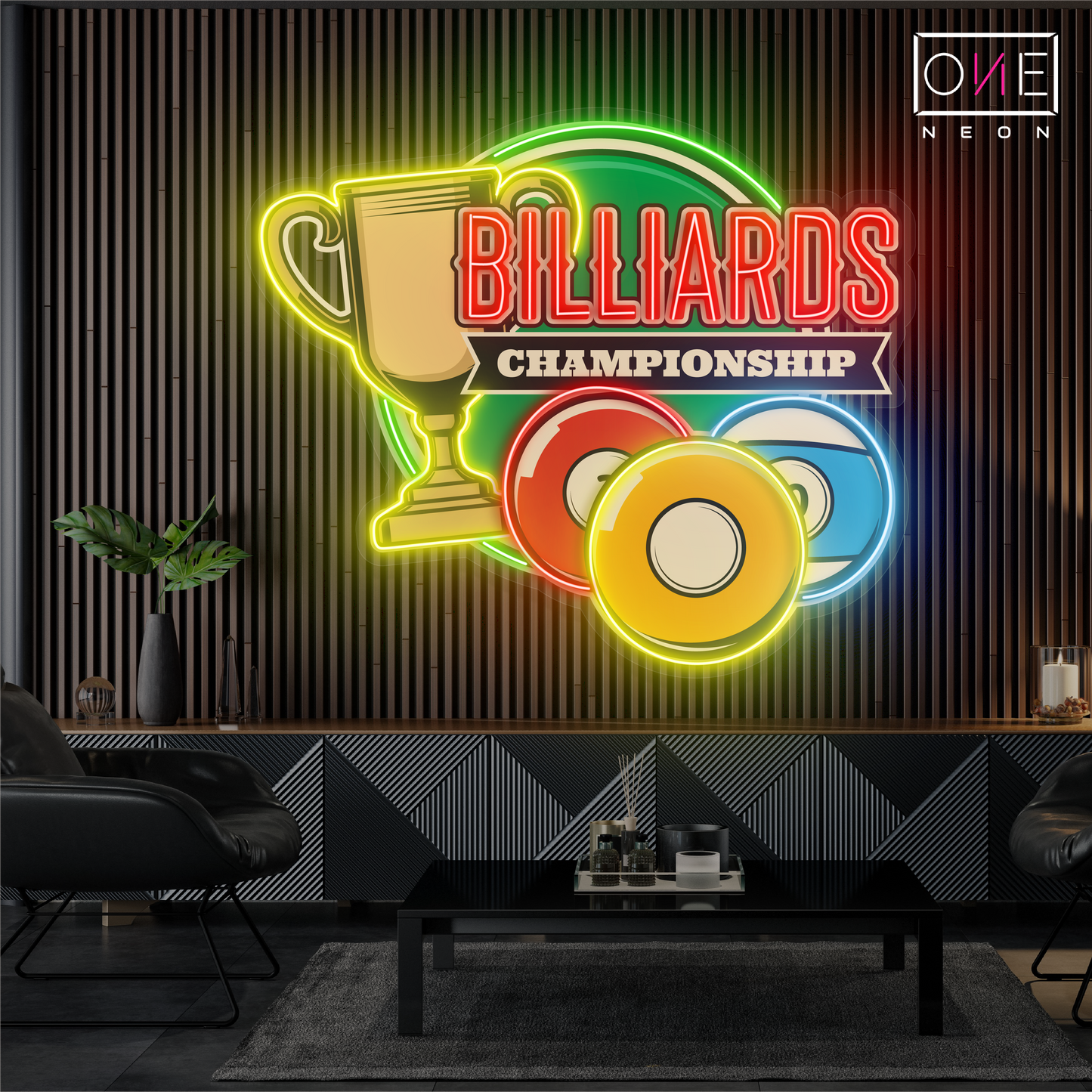Enseigne Néon LED "Championnat de Billard"