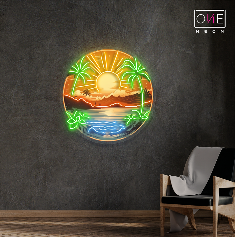 Enseigne néon LED artistique Île Horizon