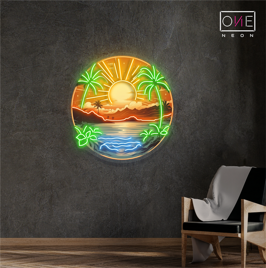 Enseigne néon LED artistique Île Horizon