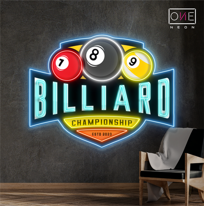 Enseigne néon LED œuvre d'art Billard Arena
