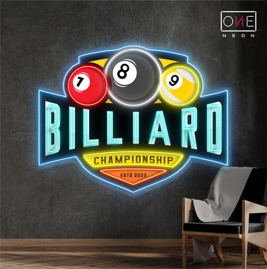 Enseigne néon LED œuvre d'art Billard Arena