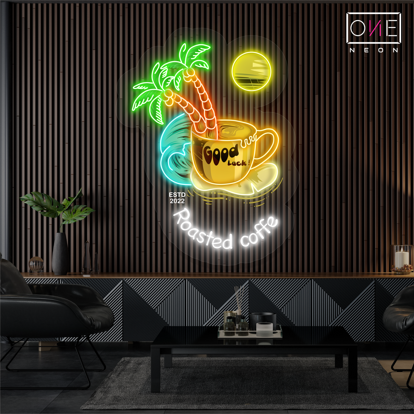 Enseigne néon LED artistique de café torréfié