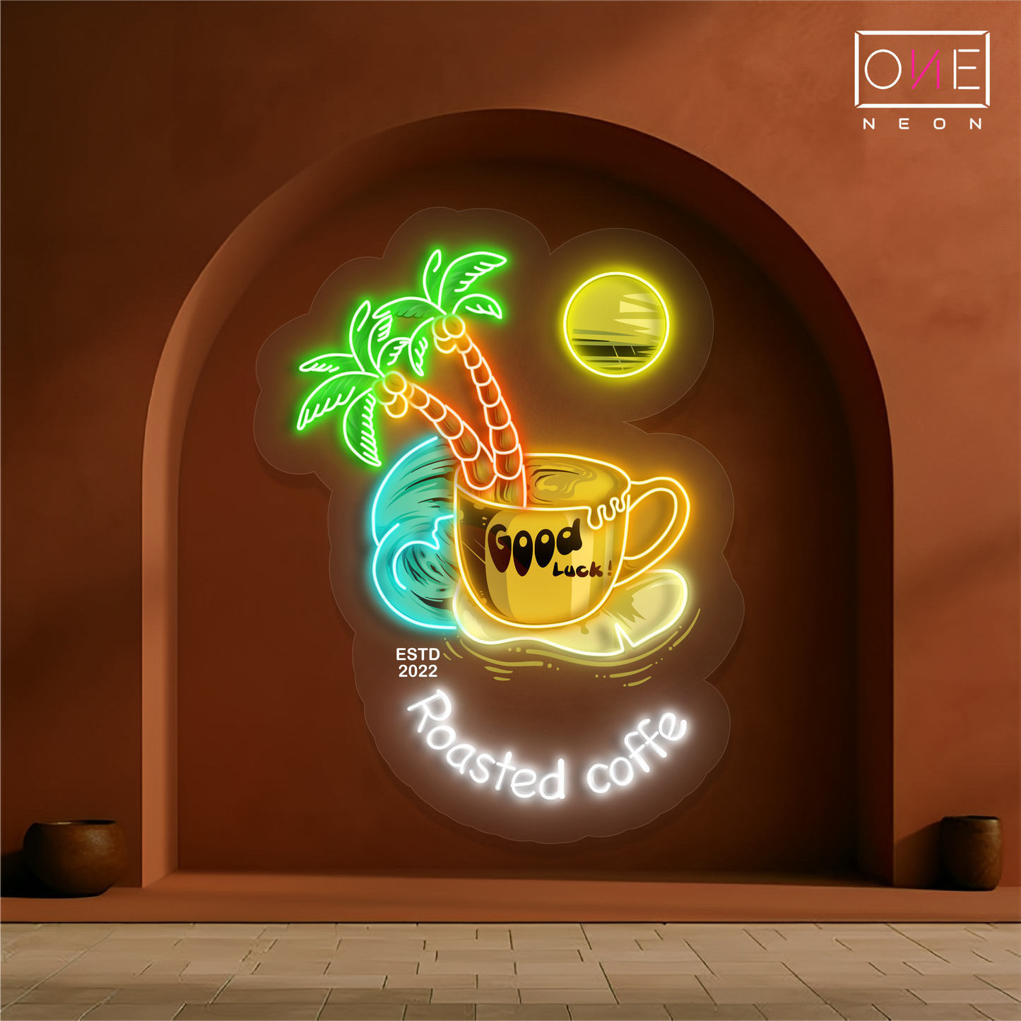 Enseigne néon LED artistique de café torréfié