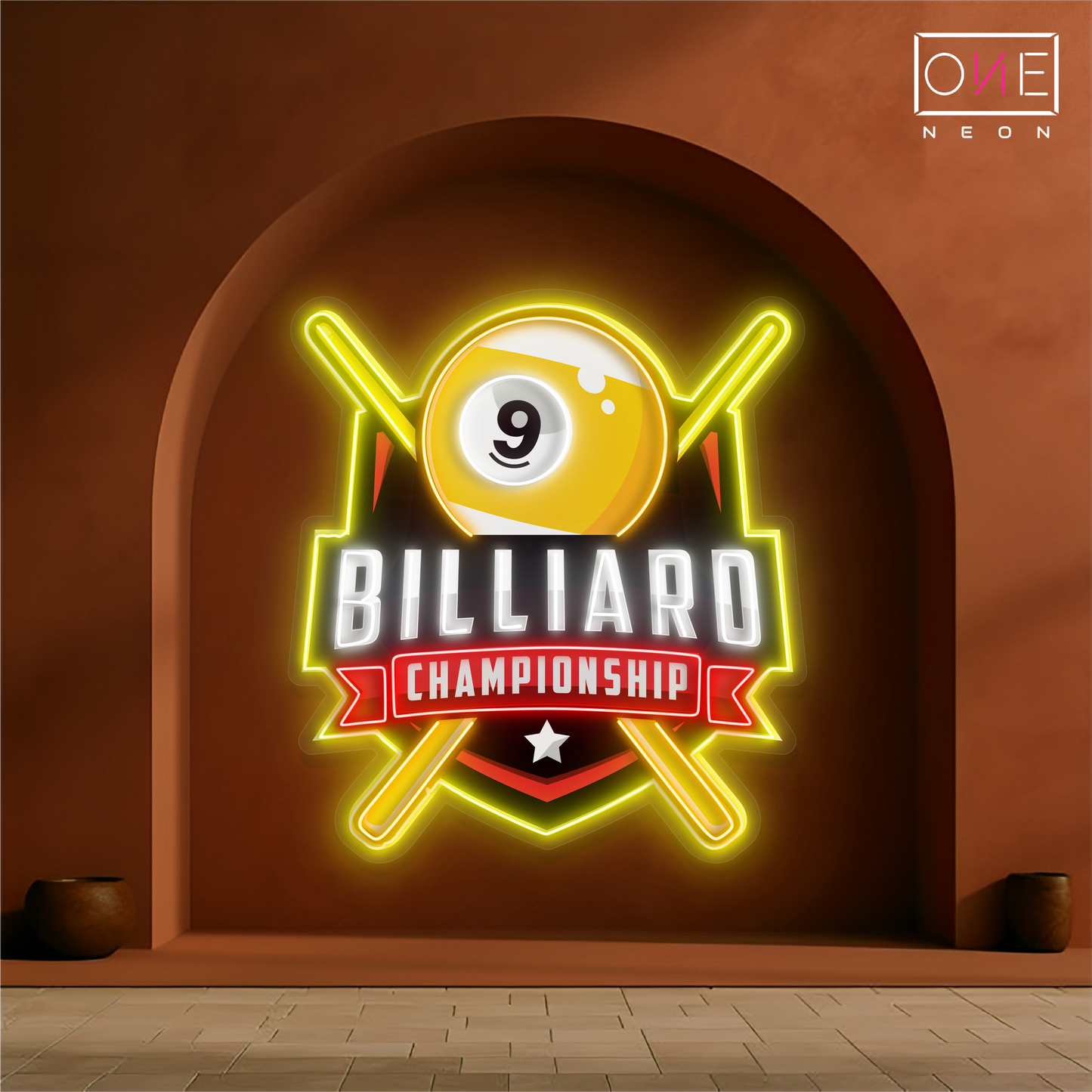 Enseigne néon LED Artwork Championnat de billard à 9 boules