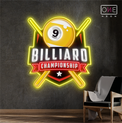 Enseigne néon LED Artwork Championnat de billard à 9 boules