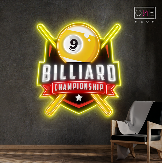 Enseigne néon LED Artwork Championnat de billard à 9 boules