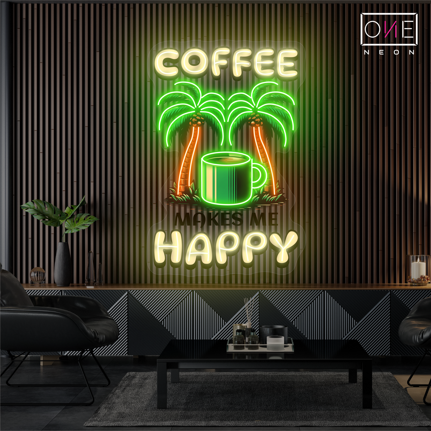Enseigne néon LED "Coffee Happy"