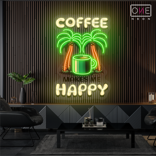Enseigne néon LED "Coffee Happy"