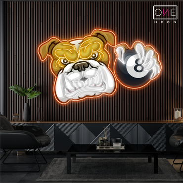 Enseigne néon LED Motif bouledogue 8 billes