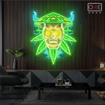 Enseigne néon LED Artwork Shroom Skull Leaf