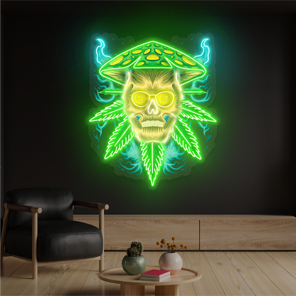 Enseigne néon LED Artwork Shroom Skull Leaf