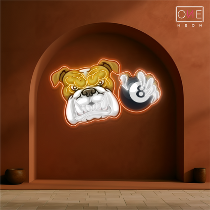 Enseigne néon LED Motif bouledogue 8 billes