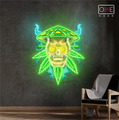 Enseigne néon LED Artwork Shroom Skull Leaf