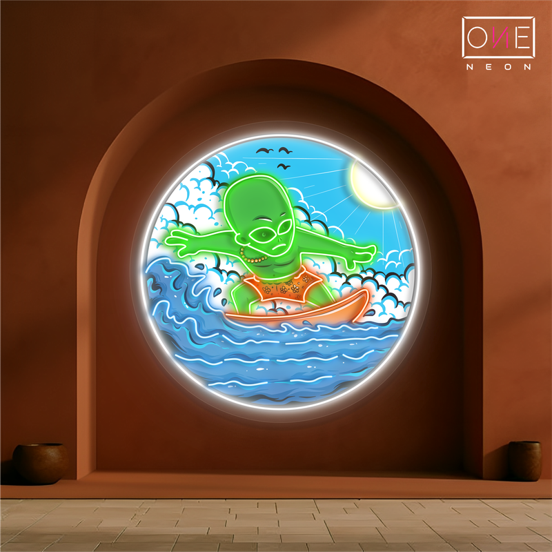 Enseigne néon LED "Alien Surfer"