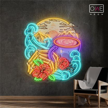 Enseigne néon LED artistique de café Island Breeze