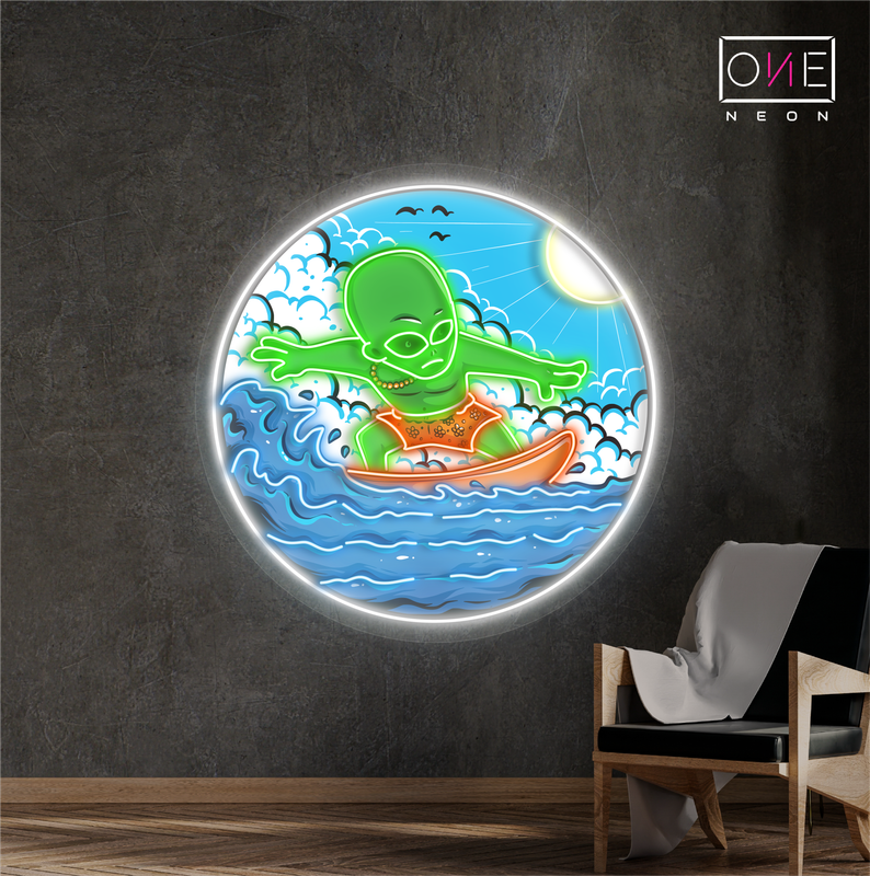 Enseigne néon LED "Alien Surfer"
