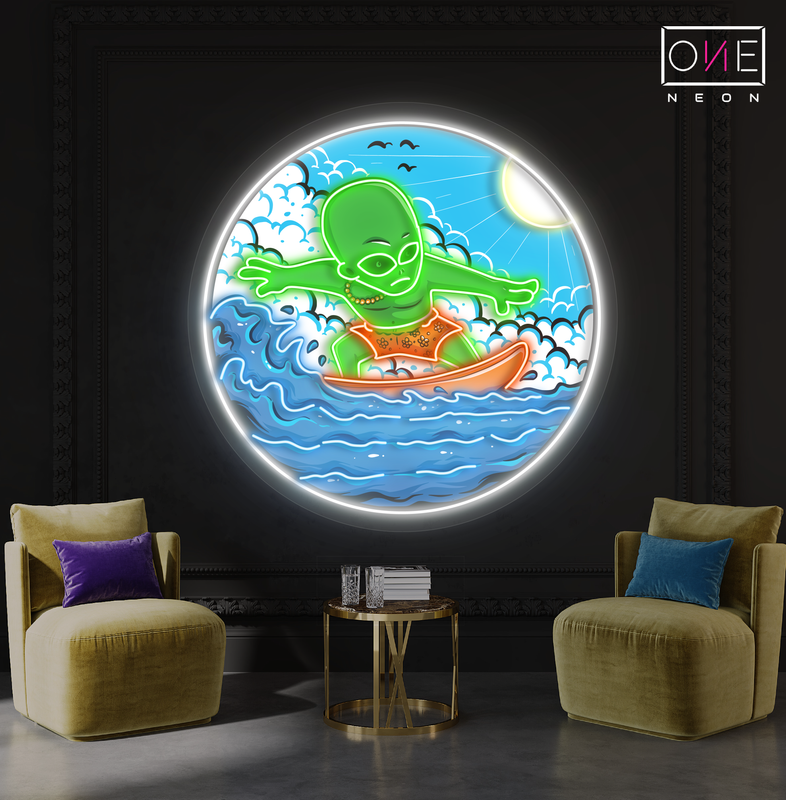 Enseigne néon LED "Alien Surfer"