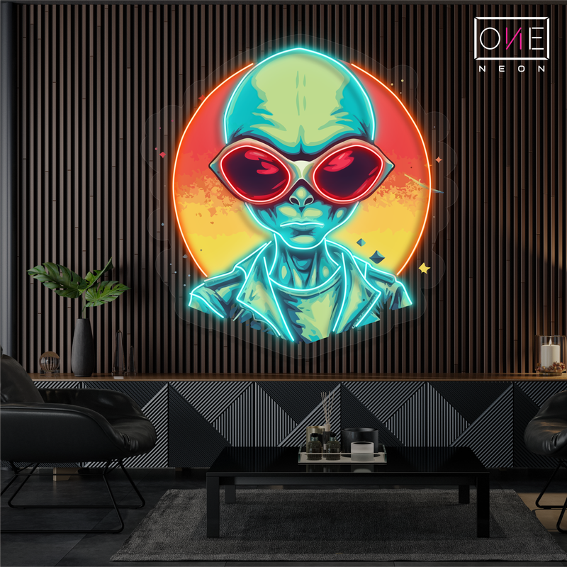 Enseigne néon LED artistique coucher de soleil alien