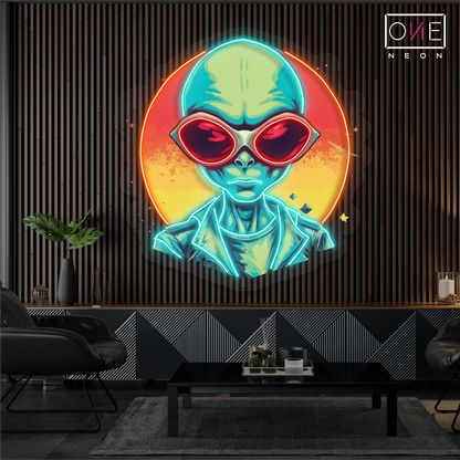 Enseigne néon LED artistique coucher de soleil alien