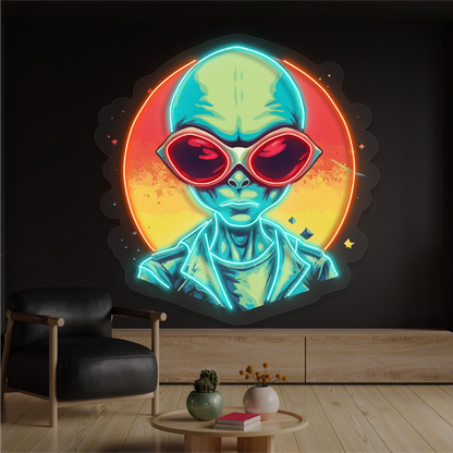 Enseigne néon LED artistique coucher de soleil alien