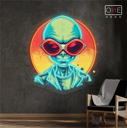 Enseigne néon LED artistique coucher de soleil alien