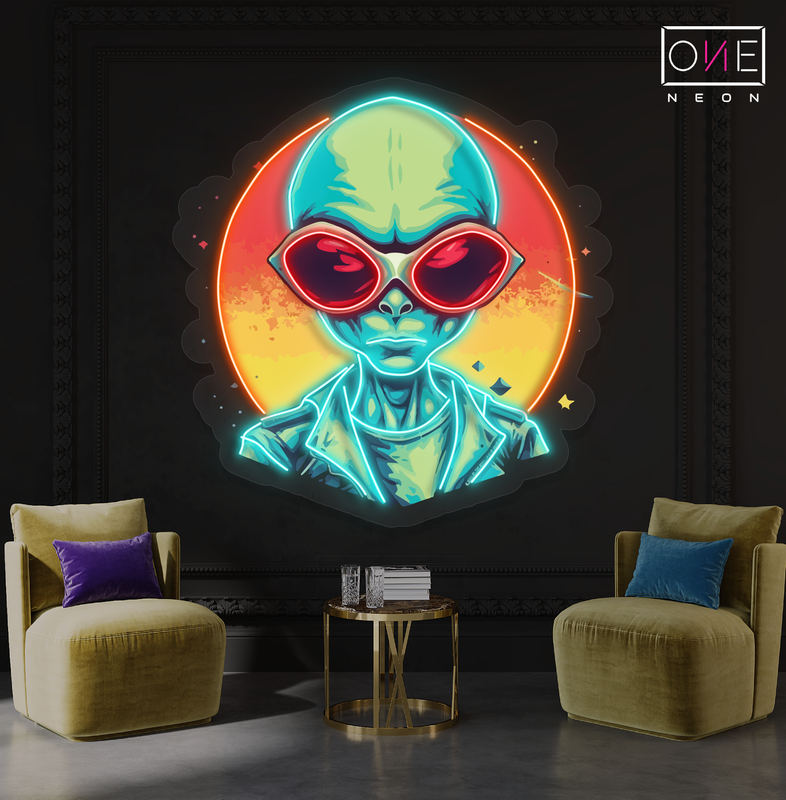 Enseigne néon LED artistique coucher de soleil alien
