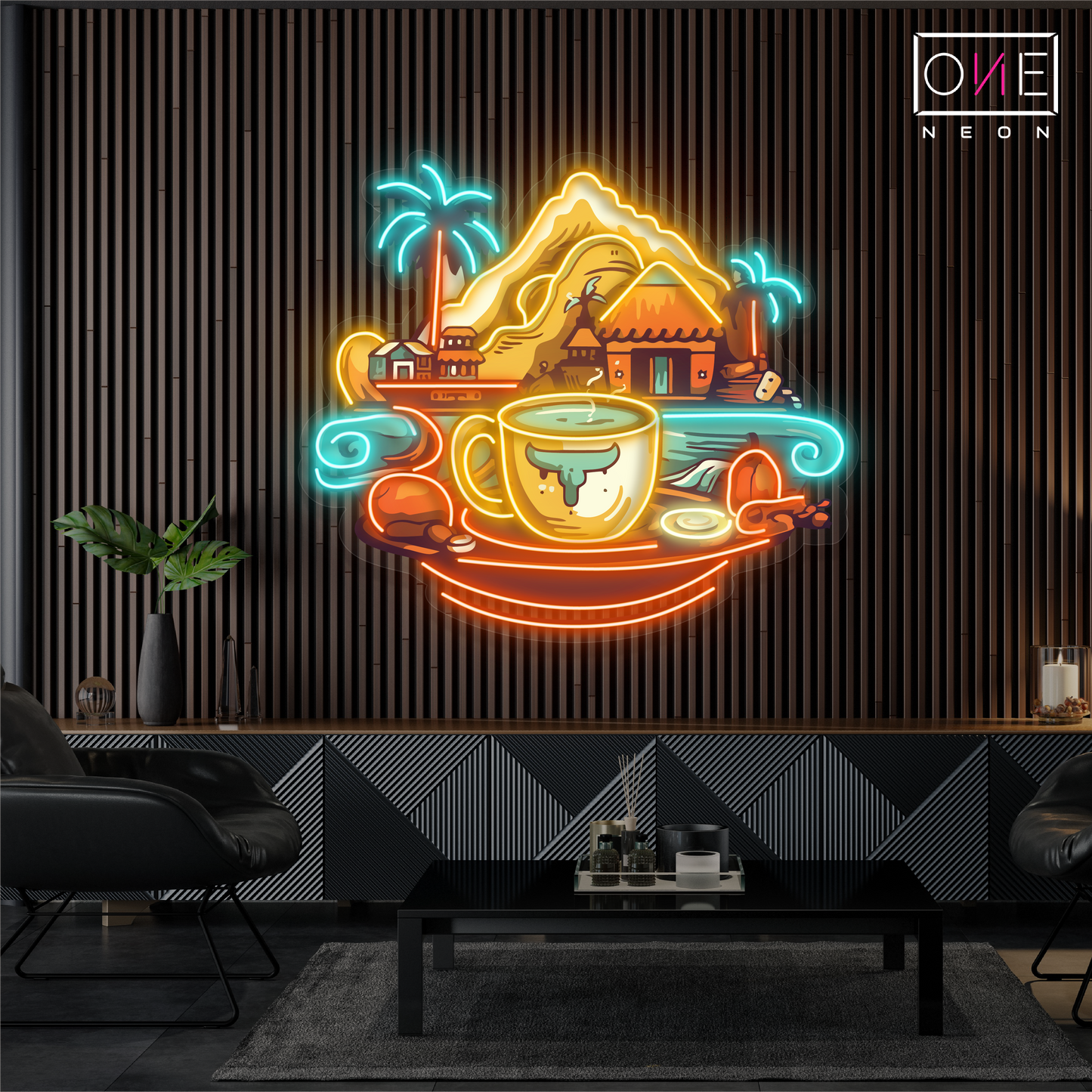 Enseigne néon LED œuvre d'art café de retraite de montagne