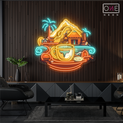 Enseigne néon LED œuvre d'art café de retraite de montagne