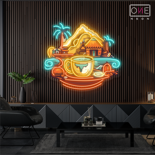 Enseigne néon LED œuvre d'art café de retraite de montagne