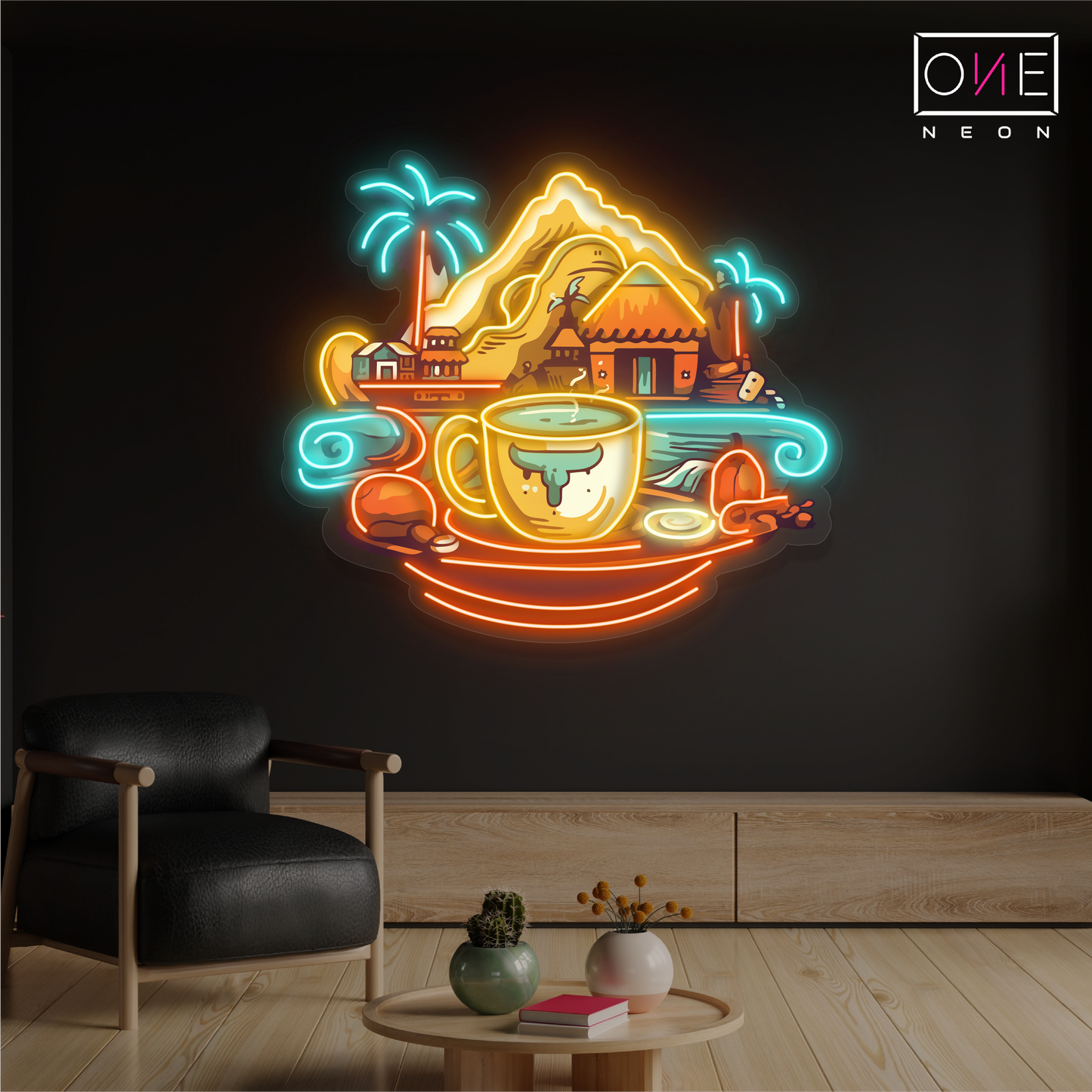 Enseigne néon LED œuvre d'art café de retraite de montagne